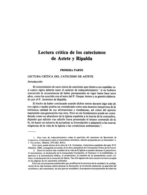 PDF Lectura crítica de los catecismos de Astete y Ripalda I