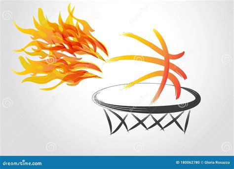 Basketball Fire Flames Icon Stock Vector - Illustration of athletics ...