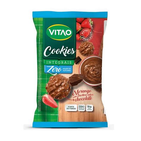 Cookies Integral Zero Adição de Açúcares Morango Cobertura de