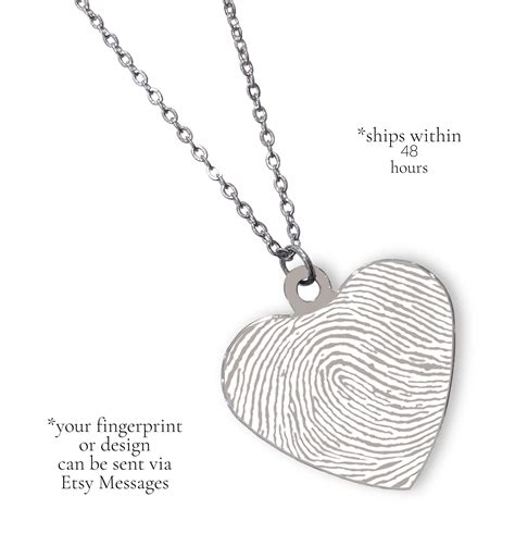 Actual Fingerprint Necklace Engraved Fingerprint Jewelry Etsy