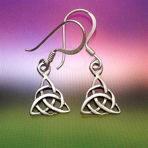 Solid Sterling Silver Celtic Knot Triquetra Earrings Hook Dangling