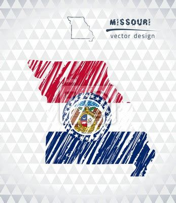 Map Of Missouri With Hand Drawn Sketch Pen Map Inside Vector Posters