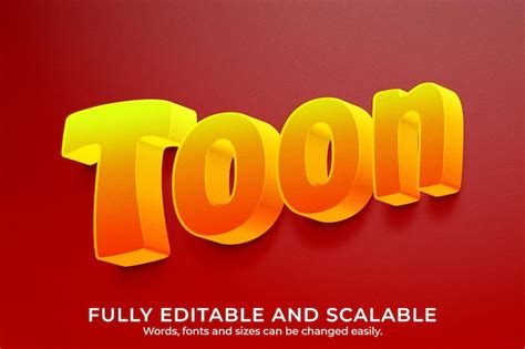 Modèle D effets De Texte 3d Modifiable Toon PSD Premium