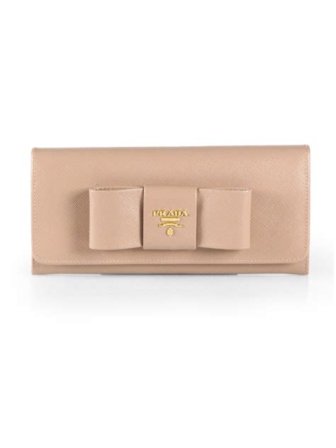 Lyst Prada Bow Leather Continental Wallet In Pink