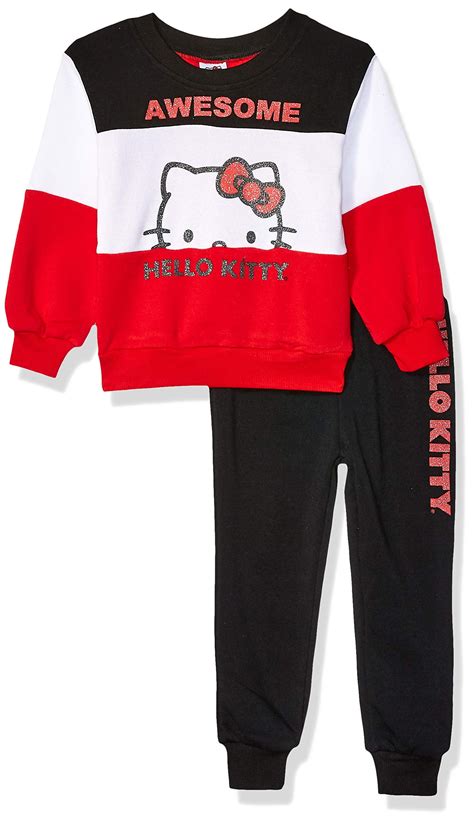 Hello Kitty Big Girls 2 Piece Sweatshirt And Pant Active Set 8 Black