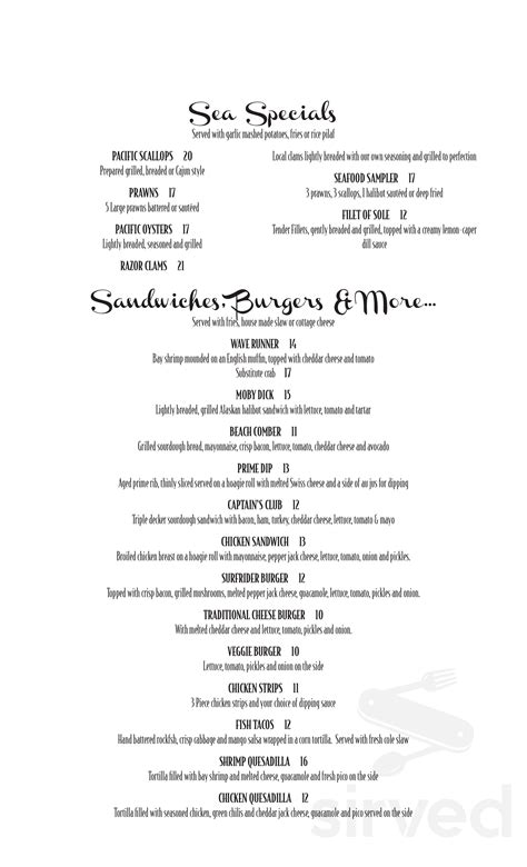 Clarion Inn Surfrider Resort menus in Depoe Bay, Oregon, United States