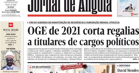 Capa Jornal De Angola De 2020 11 02