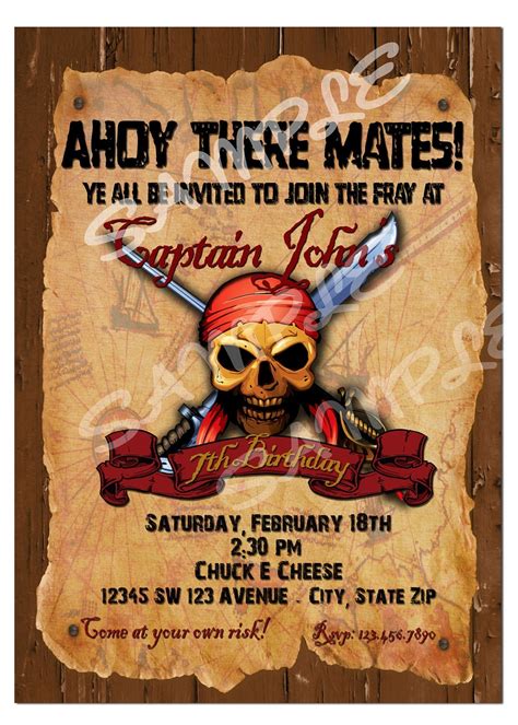 Pirate Invitation Pirate Birthday Invitation By Artisacreations