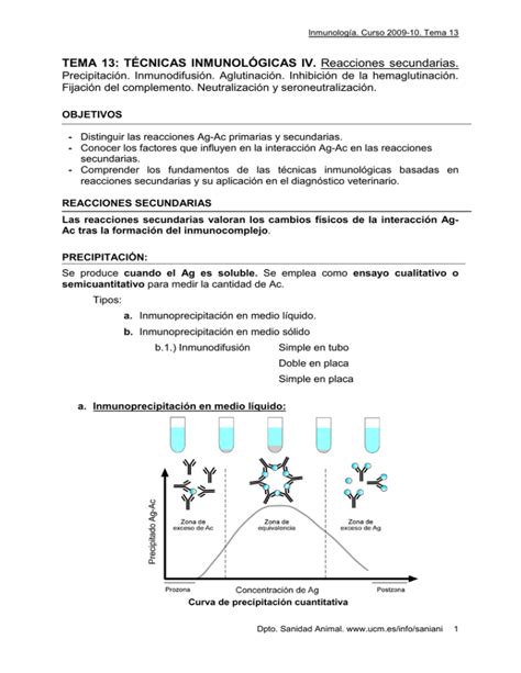 Tema T Cnicas Inmunol Gicas Iv Reacciones Secundarias