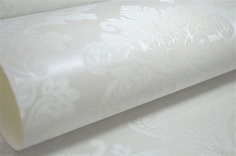 Papel De Parede Importado Alto Relevo Damask Branco Cola R 98 90