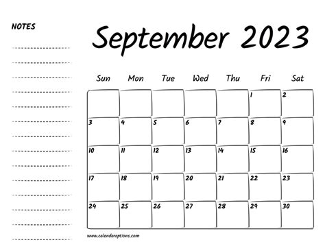 September 2023 Printable Calendar – Calendar Options