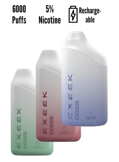 Exeek Ek6000 Disposable Vape 6000 Puffs 4 Flavors Puffae