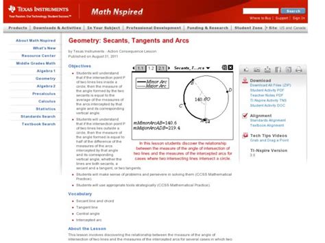 Secants Tangents And Arcs Lesson Plan For 9th 12th Grade Lesson Planet