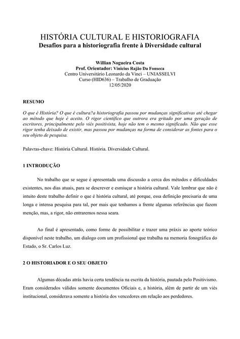 Desafios para a historiografia frente à Diversidade cultural pdf