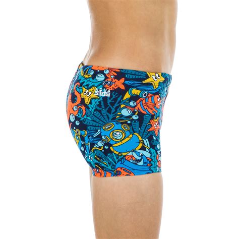 Boys Swimming Boxer Shorts 500 Fitib All Marin Blue Red Nabaiji