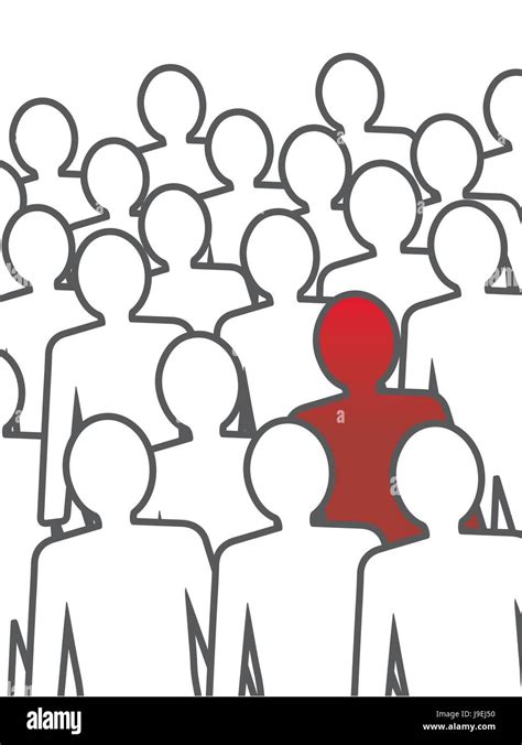 Unusual Person In The Crowd Vector Concept Illustration Stock Vector