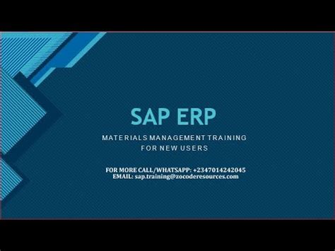 SAP ERP Materials Management MM Training For New Users YouTube