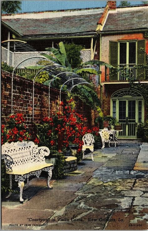 Vtg New Orleans Louisiana LA Courtyard Vieux Carre Freirson Court 1940s