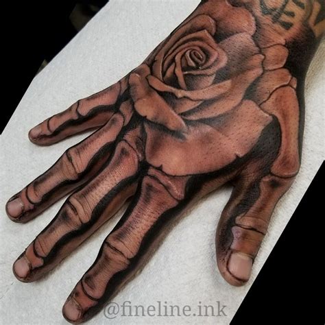 Skeleton Hand And Rose Tattoo By Rudy Fineline Ink