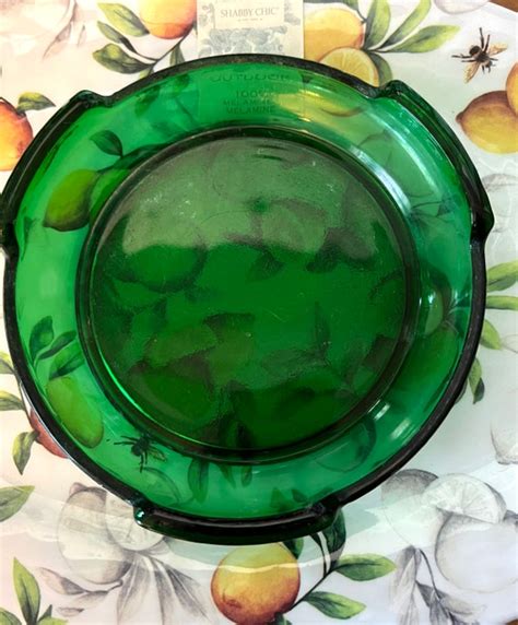 Vintage Green Depression Glass Ash Tray Etsy