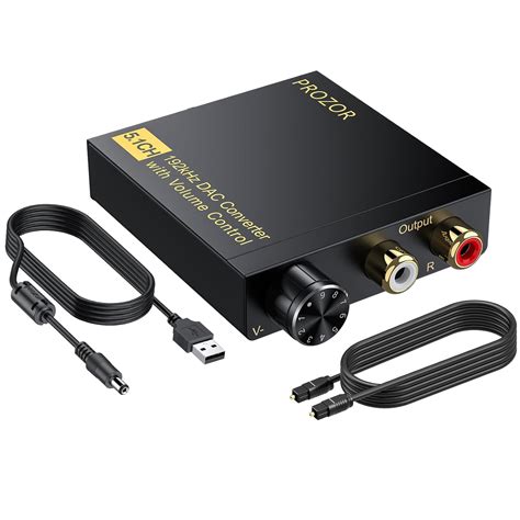 PROZOR DAC Converter 5 1CH 192Khz Coaxial Optical To RCA Converter