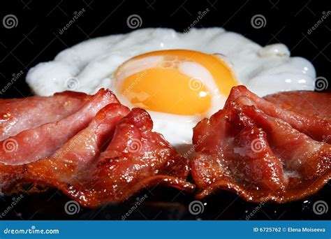 Frying Egg And Two Bacon Rashers Stock Photo Image Of Objects