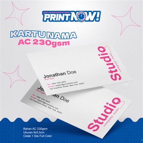 jual cetak print kartu nama  card art carton  gr satu sisi