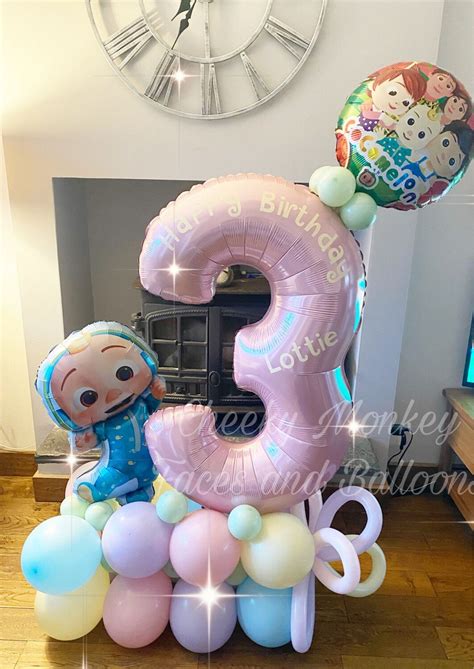 Cocomelon Themed Birthday Balloon Stack Birthday Numbers Birthday