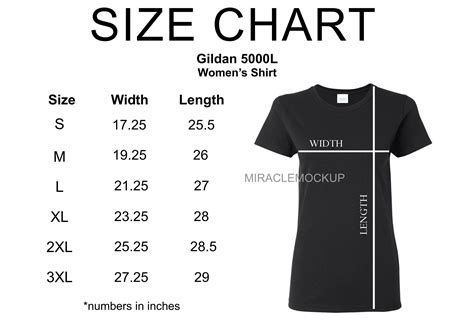 Size Chart Gildan 5000 Mockup Size Chart Gildan Mockup Size Chart Men's ...