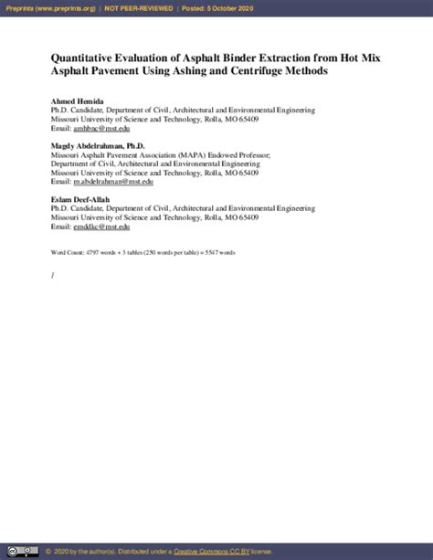 (PDF) Evaluating Asphalt Binder Extraction: Centrifuge vs. Ashing