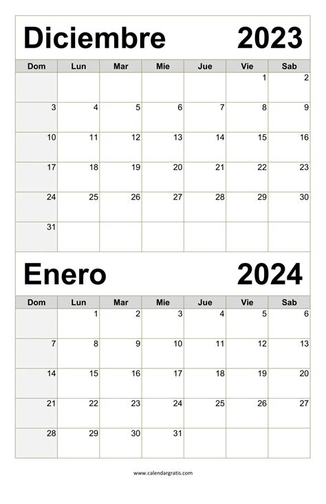 Calendario Diciembre 2023 Y Enero 2024 Para Imprimir