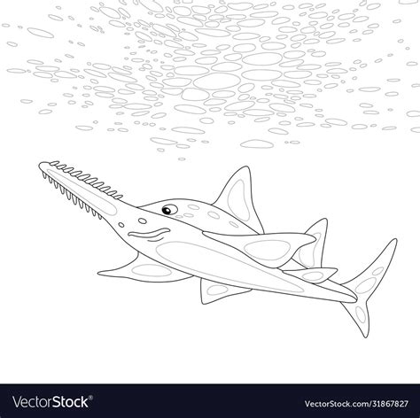 Large Sawfish Swimming In A Tropical Sea Vector Image