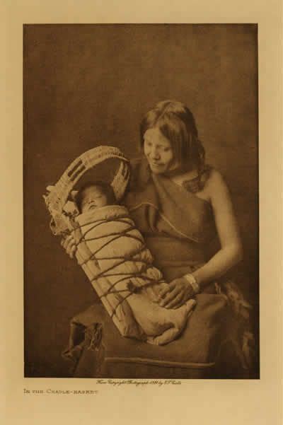 Hopi Mother And Infant In The Cradle Basket Photo By