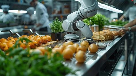 Robotic Chef Restaurant Kitchen Automated Culinary Innovation Premium