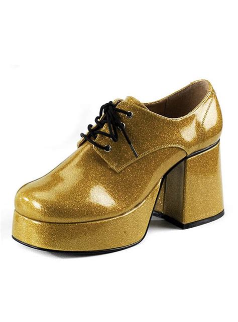 70s Platform Shoes Men Gold