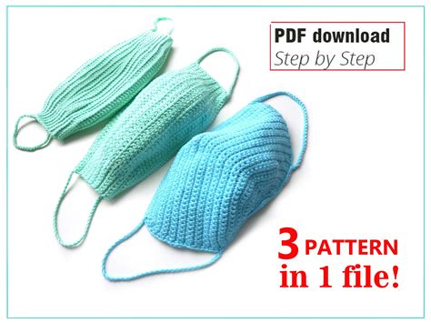 Crochet Face Mask 3 Tutorial Pattern Pdf Reusable Washable Etsy