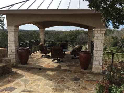 Pergola With Flagstone Deck Contemporary Deck Austin By Fossil