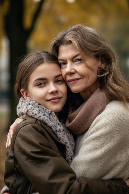 Premium Ai Image A Mother And Daughter Embracing In A Park Created