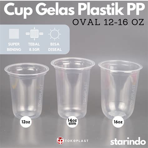 Jual Gelas Cup Plastik U Shape Oval Boba Starindo Oz Oval Tebal