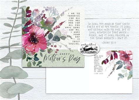 Mothers Day Christian Bible Verse Card Wild Flower Kjv Watercolour Watercolour Flower Painting ...