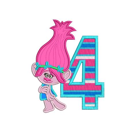 Poppy Troll Th Birthday Machine Applique Design