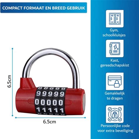 Hangslot Cijferslot Hangcijferslot Met Cijfercode 65mm Rood Bol