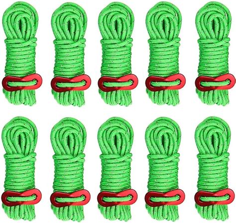 Akolafe Pcs Tent Guy Ropes Reflective Green Tent Guide Rope Cord