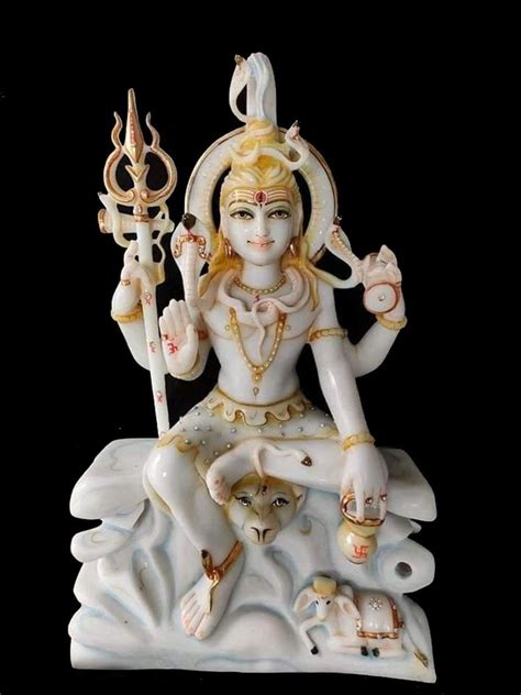 Hand Made White Marble Shivji Statue, For Interior Decor, Size: 5 Feet ...