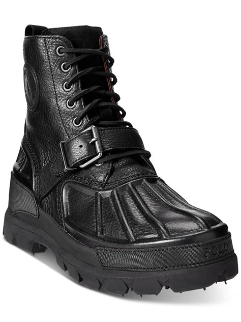 Polo Ralph Lauren Mens Black Lug Sole Buckle Accent Oslo Round Toe