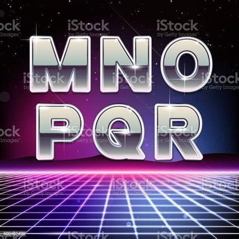 80s Retro Scifi Font From M To R Stock Illustration Download Image