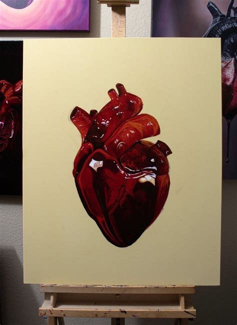 A Painting Of A Heart On A Easel