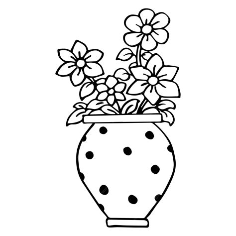 Premium Vector Flower Vase Coloring Page For Kids Vector Illustration