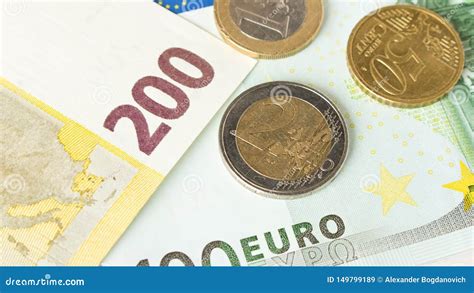 Several Euro Coins On The Background Of Euro Banknotes. The Concept Of Savings Stock Image ...