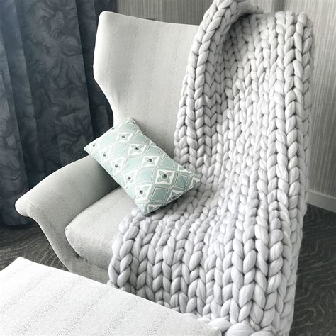 Super Chunky Handmade Knit Blanket Throw Merino Wool